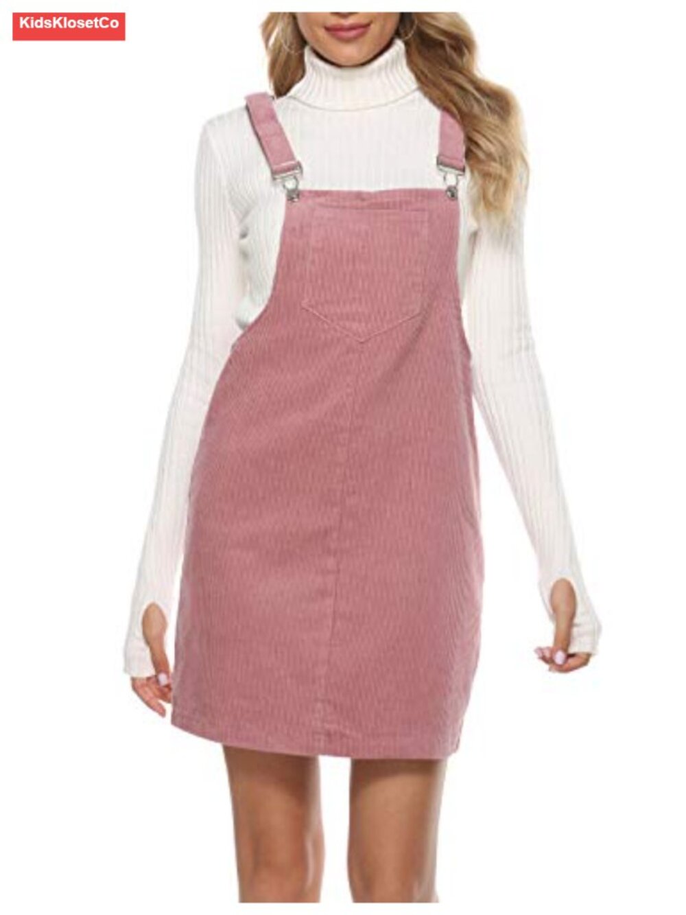 Women's Corduroy A-Line Pinafore Bib Overall Mini Dress Jumper